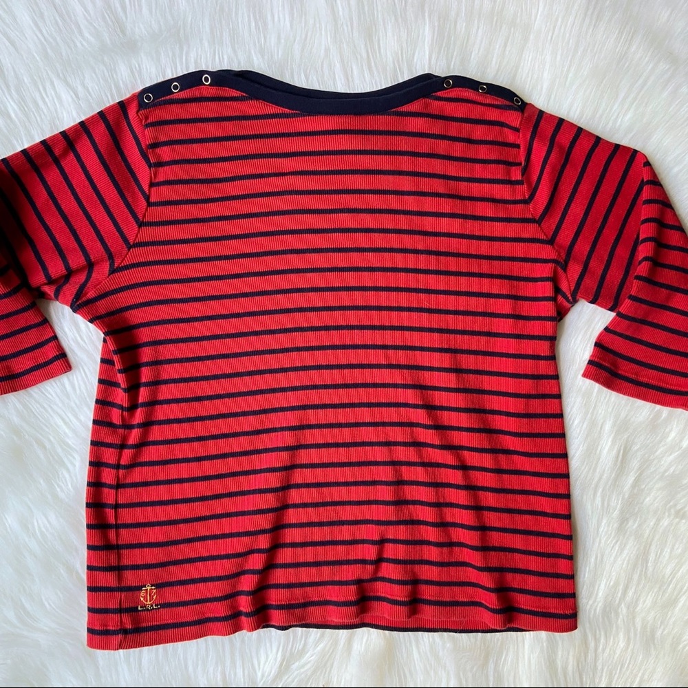 Lauren Ralph Lauren Striped Quarter Sleeve Blouse